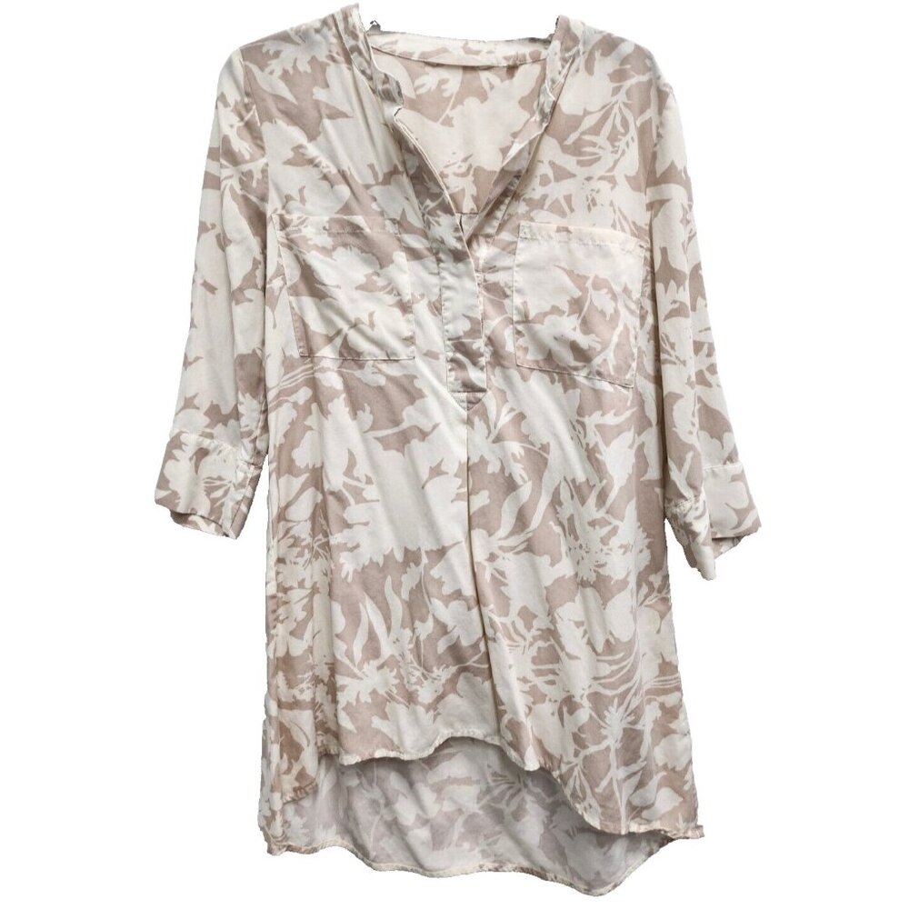 Soft Surroundings Womens‎ BOHO Tunic Top Small Cream Beige Floral Cottagecore